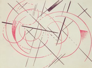 Konstruktivistisk komposisjon, 1922 (rød og svart fargestift på papir)
